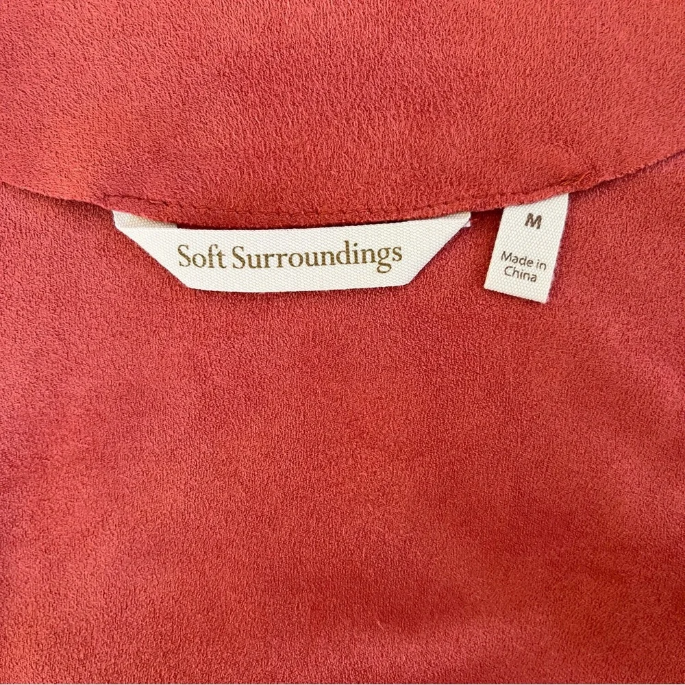 Soft Surroundings Terra Cotta Orange Faux Suede Like Long Vest M